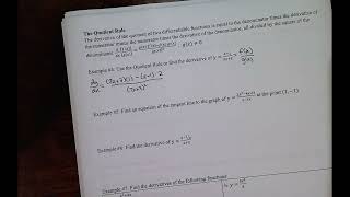Survey of Calculus Lesson 2.4 Example #4 Quotient Rule
