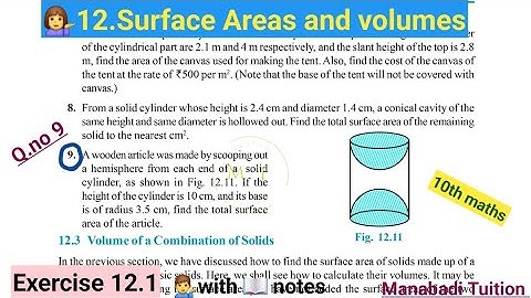 10th class math| Chapter 12 | Surface areas and volumes| Exercise 12.1| Q no 9| CBSE| WITH NOTES|