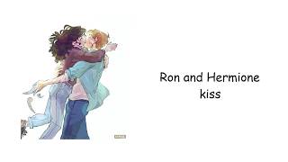 Ron Weasley and Hermione Granger kiss