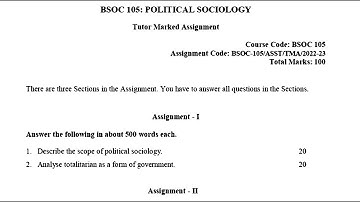 BSOC 105 IGNOU SOLVED ASSIGNMENT 2022-2023 | ENGLISH POLITICAL SOCIOLOGY   JULY 2022 JANUARY 2023
