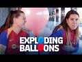 🎈💥 BOOM! EXPLODING BALLOONS CHALLENGE WITH CLAUDIA PINA &amp; CATA COLL | FC Barcelona 🔵🔴