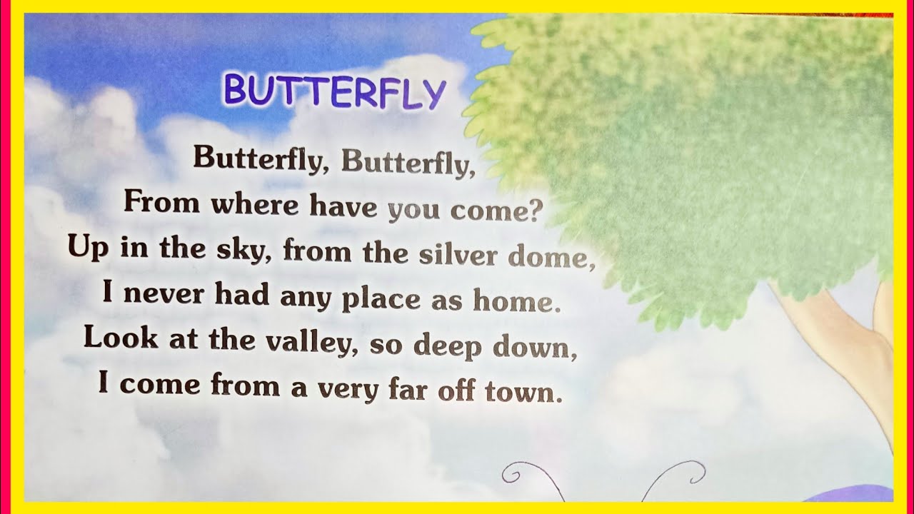 Butterfly Rhyme Butterfly Poem for children || Easy and Short rhymes for class 1 || LKG ...