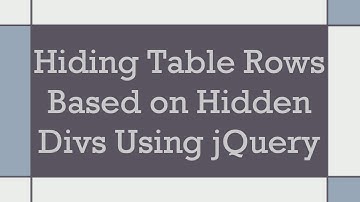 Hiding Table Rows Based on Hidden Divs Using jQuery