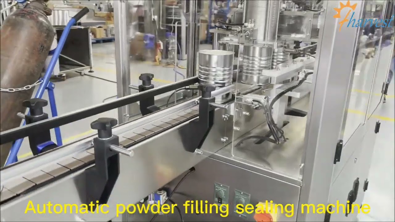 Fully automatic milk powder container filling sealing machine, tin can vacumm  nitrogen can closer