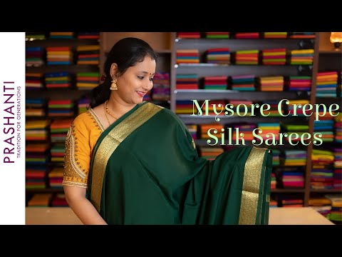 Mysore Crepe Silk Sarees | 29 May 2021 #prashanti #mysoresilks