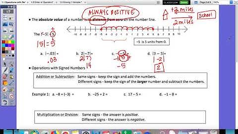 Lesson 1.1 - Operations with Real Numbers