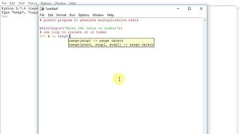 Python program to create the multiplication table