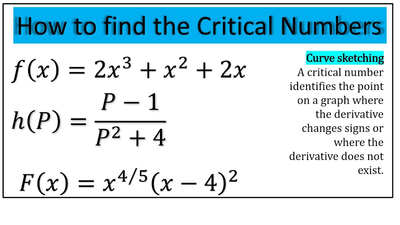 Finding Critical Numbers Worksheet