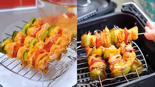 Juicy chicken skewers from the Air Fryer. This is the recipe for making the best marinade.