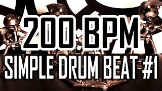 200 BPM - Simple Beat #1 - 4/4 Straight Rock Drum Track - Metronome - Drum beat