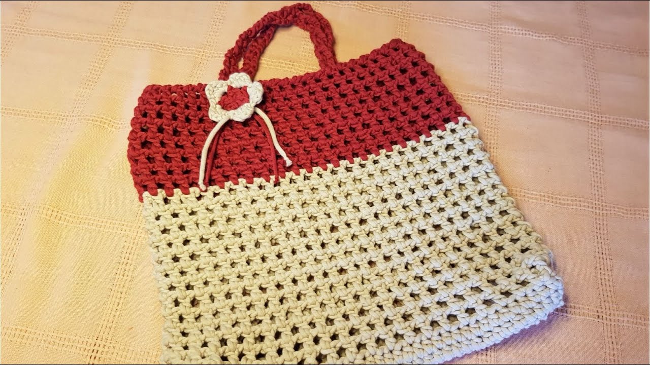 πλέξιμο με βελονάκι τσάντα δίχτυ - knitting crochet net bag - YouTube