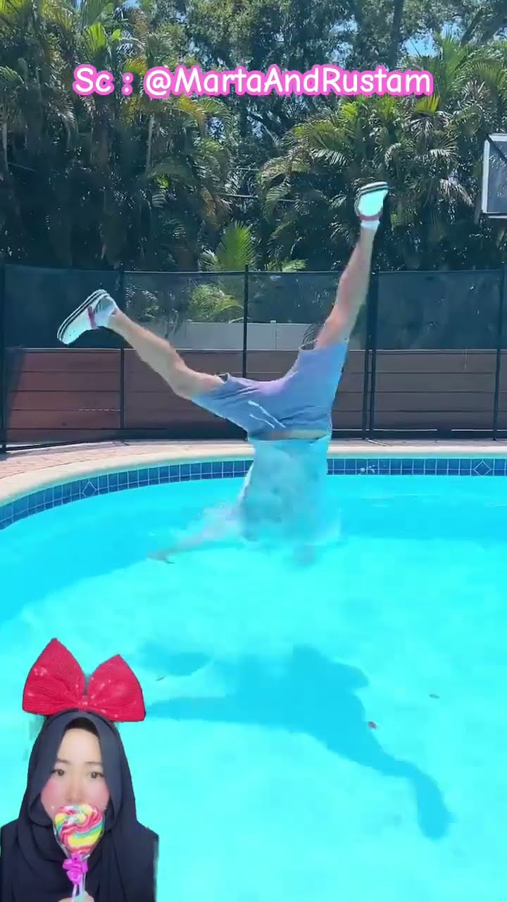 DIA INGIN MENGAMBIL COLA DI SEBERANG KOLAM RENANG ⁉️ tapi Malah di Suruh Salto ? @MartaAndRustam