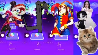 Tiles Hop - Digital Circus Caine VS Pomni VS Toothless Dancing Meme VS Cute Cats Jisoo Flower
