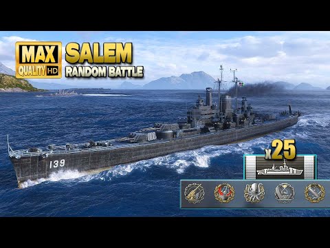 Cruiser Salem: Excellent 4,4k Base XP game - World of Warships