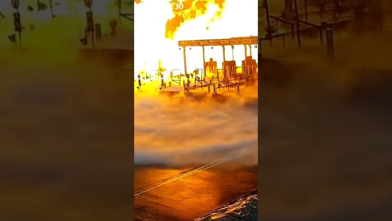 LPG tanker bursts into flames after huge crash