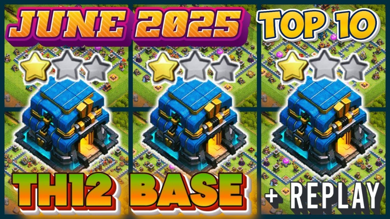 BEST-10 TH12 HYBRID BASE WITH LINKS + REPLAY ||TH12 HYBRID BASE ANTI 3 STAR || TH12 BEST BASE 2025