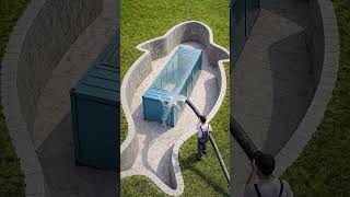 I sunk a container into a fish-shaped pool and turned it into an underwater living room #floattank