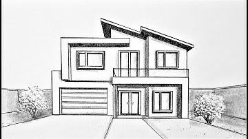 How to draw a house in one point perspective