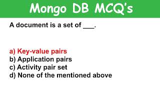 Details MongoDB MCQ| Part - 1 | Objective Questions | Interview Questions | MongoDB | No SQL | Database Guide