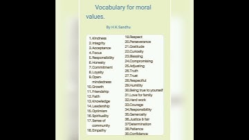 vocabulary for moral values