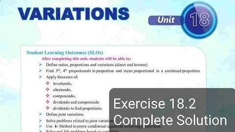 Exercise 18.2 Class 10 | Exercise 18.2 Unit 18 Part 1 | Variation | New Mathematics Book Class 10
