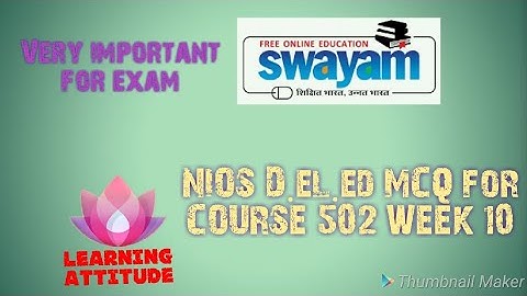 NIOS D.el.ed Course 502 week 10 solved MCQ