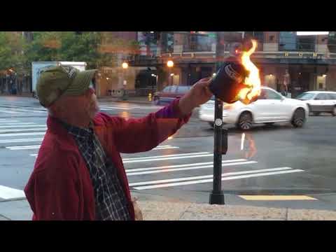 Angry Seahawks fan burns hat outside our studio