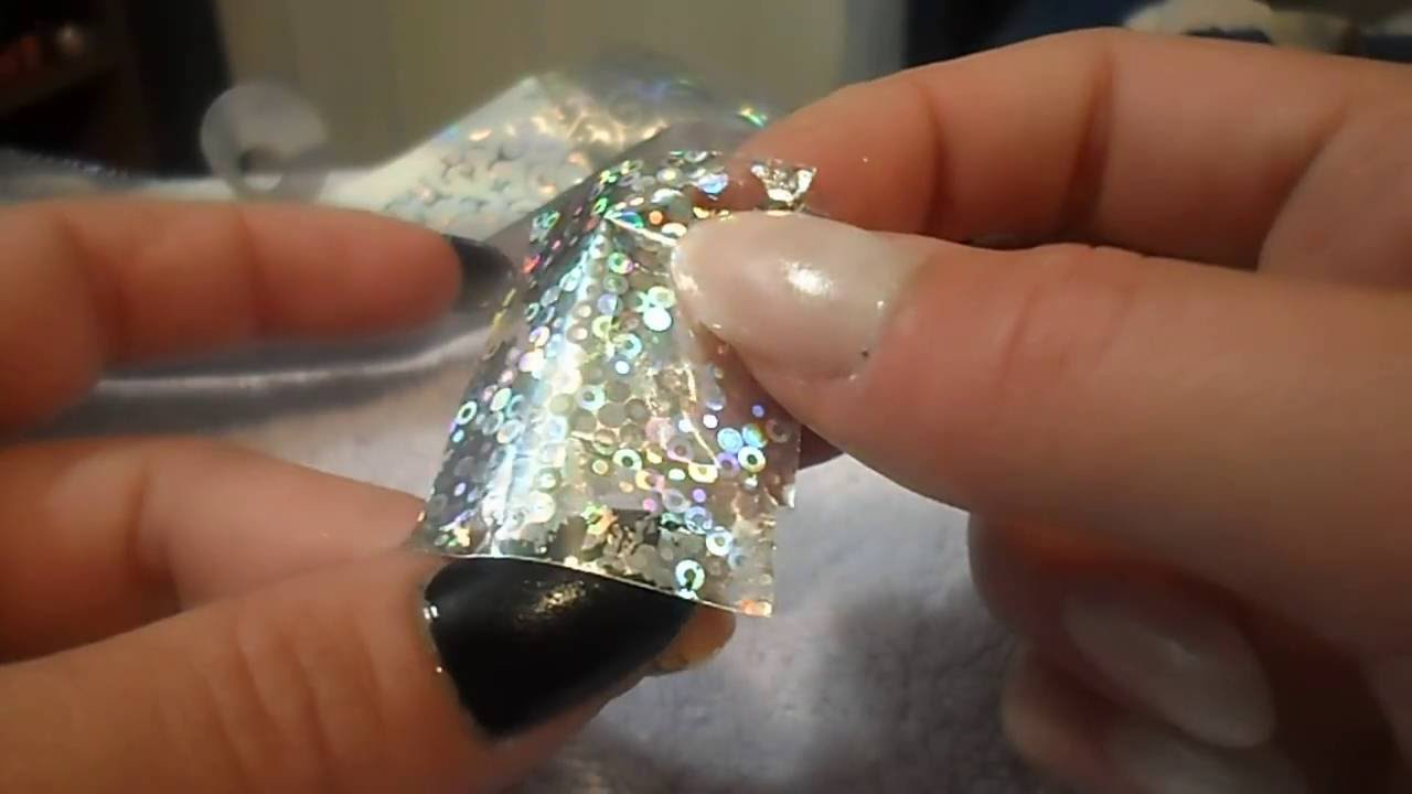Nail Art Foils without Adhesive - How to apply foil-2015 - YouTube