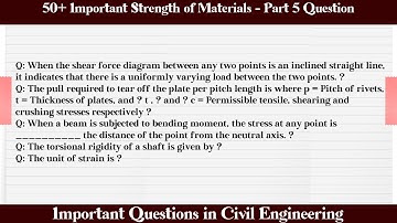 MCQ Questions Strength of Materials - Part 5 with Answers