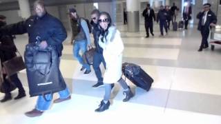 Brandy  Ray J  & mom Sonja Norwood arriving at JFK airport