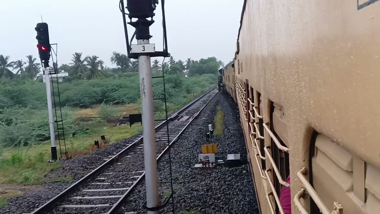 THIRUVARUR - KARAIKUDI TRAIN JOURNEY PURE DIESEL SECTION  WITH RAINY CLIMATE ELECTRIFICATION UPDATE