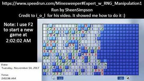Minesweeper Expert (w/ RNG Manipulation) in 1m 32s