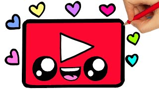 HOW TO DRAW YOUTUBE kids LOGO kawaii/ como desenhar logo youtube kids/ como dibujar youtube kids