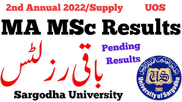 MA MSc Pending Results Sargodha University | MA MSc 2nd Annual 2022/Supply Results UOS