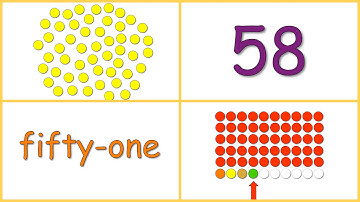Baby Math: Numbers 50-60 (dots, numerals, words, rows)