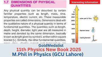 Dimensions of Physical Quantities | 11th Physics new book 2025 | Chapter 1 | Topic 1.7