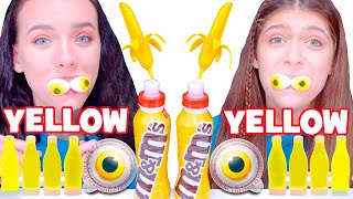 ASMR Yellow Food Jelly Bananas, Gummy Eyeballs, Wax Bottles Mukbang