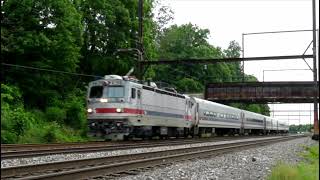 20180613 June 13 2018 SEPTA push pull trains with AEM-7 SPAX 2302 and 2307 at Langhorne PA