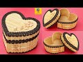 Heart Shaped Jewellery box Making with Jute, Cardboard and Bamboo Sticks | DIY Jewellery box Design