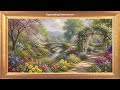 Water Garden Paradise | 4K Gold Frame Spring Art | TV Screensaver | No Sound