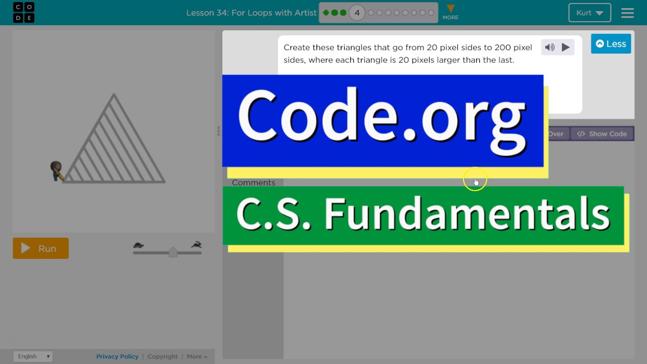 Code.org For Loops with Artist Part 4 | Answers Explained
