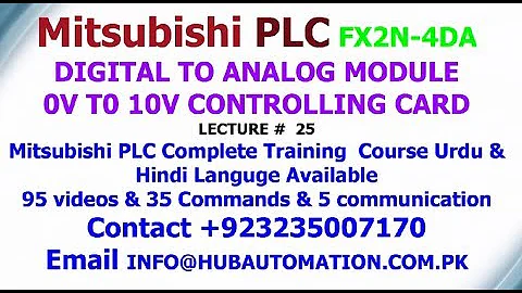 MITSUBISHI PLC FX2N-4DA DIGITAL TO ANALOG  MODULE 0V TO 10V HOW USE URDU HINDI LECTURE 25
