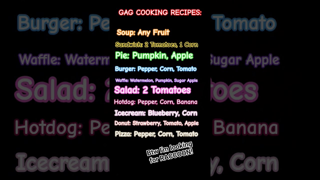 All GAG COOKING RECIPES New Update Roblox Shorts Growagarden Gag