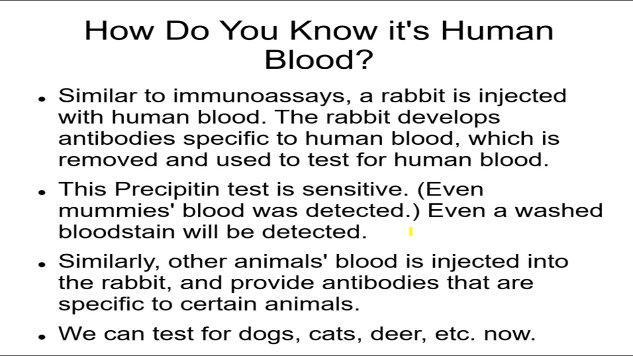 Forensics 15, Body Fluids 1 Tests for Human Blood or Animal Blood, Immunoassays, Seminal Stain