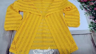 كروشيه كارديجان الأكثر طلبا سهل جدا للمبتدئات ج٢/ How to Crochet a Simple Cardigan