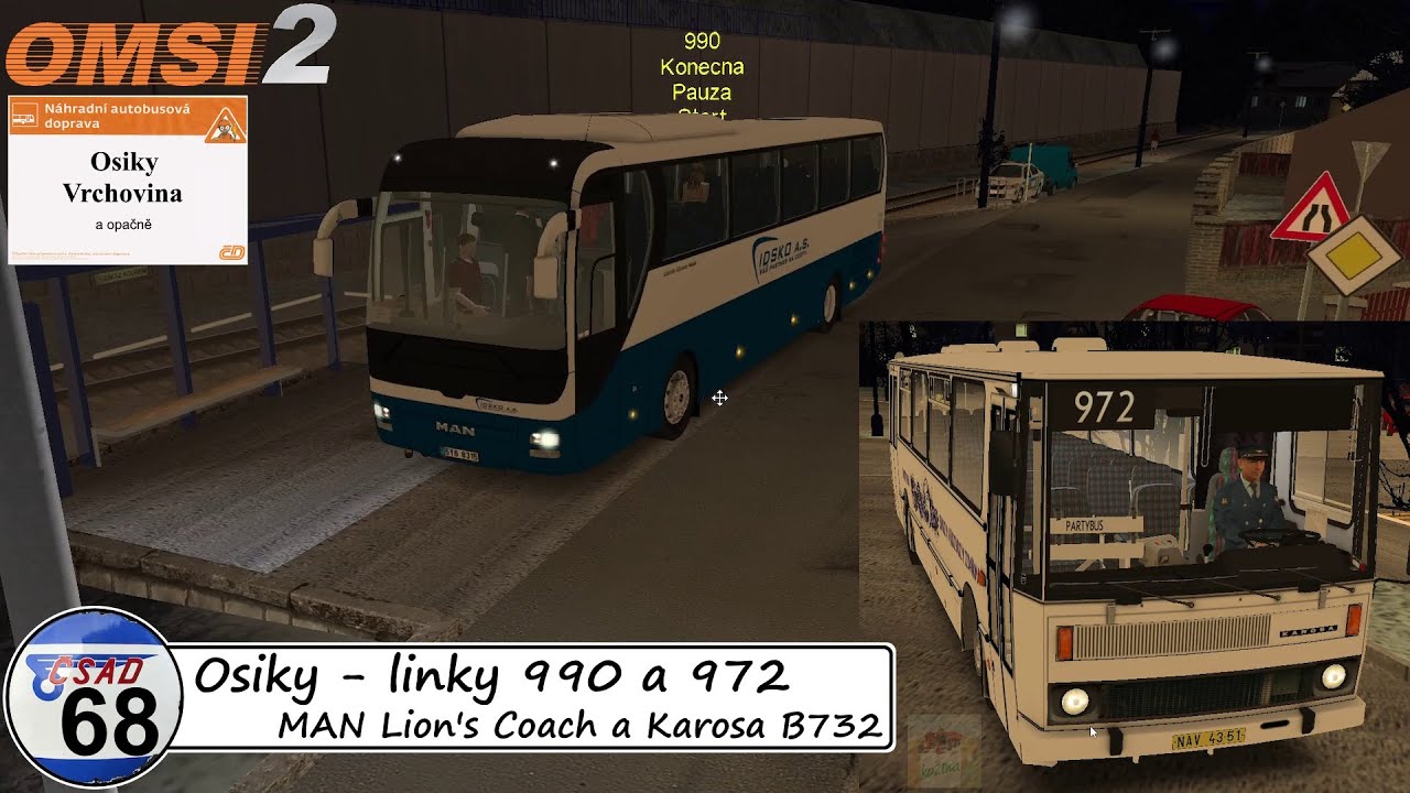 OMSI 2 #68 - Osiky linky 990 a 972 - MAN Lion's Coach a Karosa B732