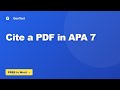 How to Cite a PDF in APA 7