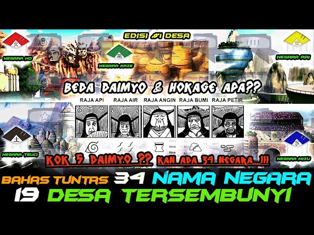 BAHAS LENGKAP 34 NAMA NEGARA DAN 19 NAMA DESA TERSEMBUNYI SERTA PERBEDAAN DAIMYO u0026 HOKAGE DI NARUTO class=