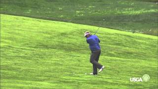 2013 U.S. Open: Carl Pettersson's Ball Struck by Another Ball Mid-Swing