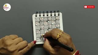 Easy Zentangle Grid Idea | Try this simple drawing trick #satisfying #zentangleart #shorts #trending